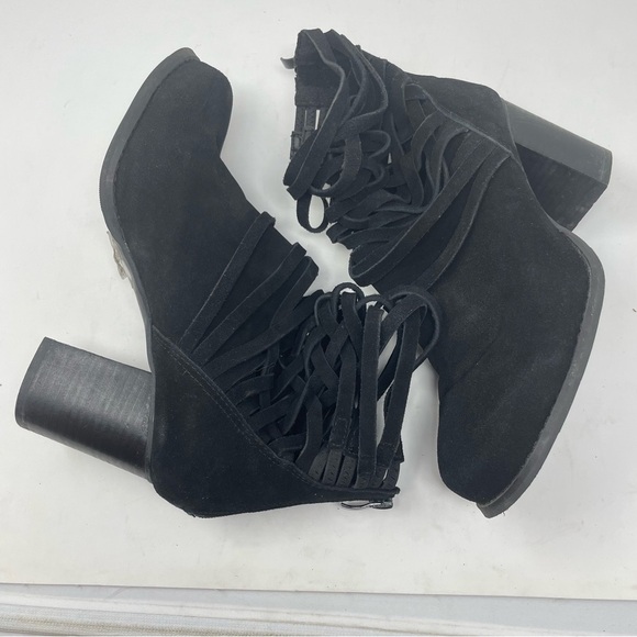 Torrid Ankle Booties Strappy detail Stacked 3” Heels Side Zip Black sz 10 - Picture 6 of 12